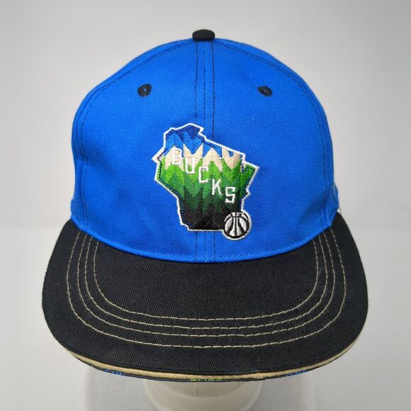Milwaukee Bucks Snapback Hat Blue One Size Adjustable Embroidered 6 Panel - Picture 2 of 8